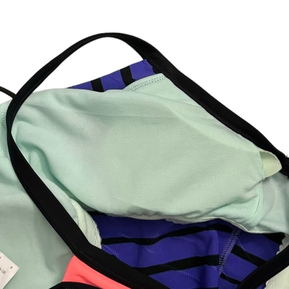 Nike Purple Black Stripes Racerback Tank Top Built in Shelf Bra Padded 6 - Picture 14 of 16